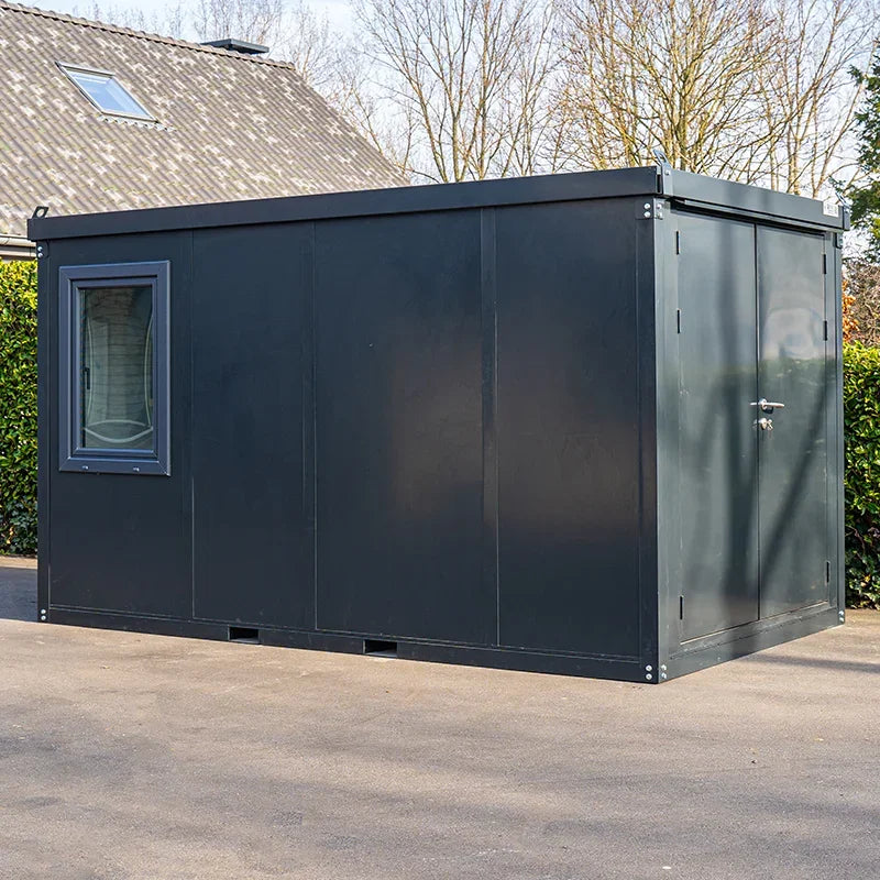 Bürocontainer Anthrazit – 4 × 2 m mit Doppeltür und Fenster