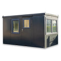 Bürocontainer Anthrazit – 4 × 2 m mit Doppeltür und zwei Fenstern